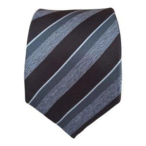 HUGO BOSS TAILORED TRIFOLD Gray Striped Silk Tie ITALY 61"/ 3.1" EC
